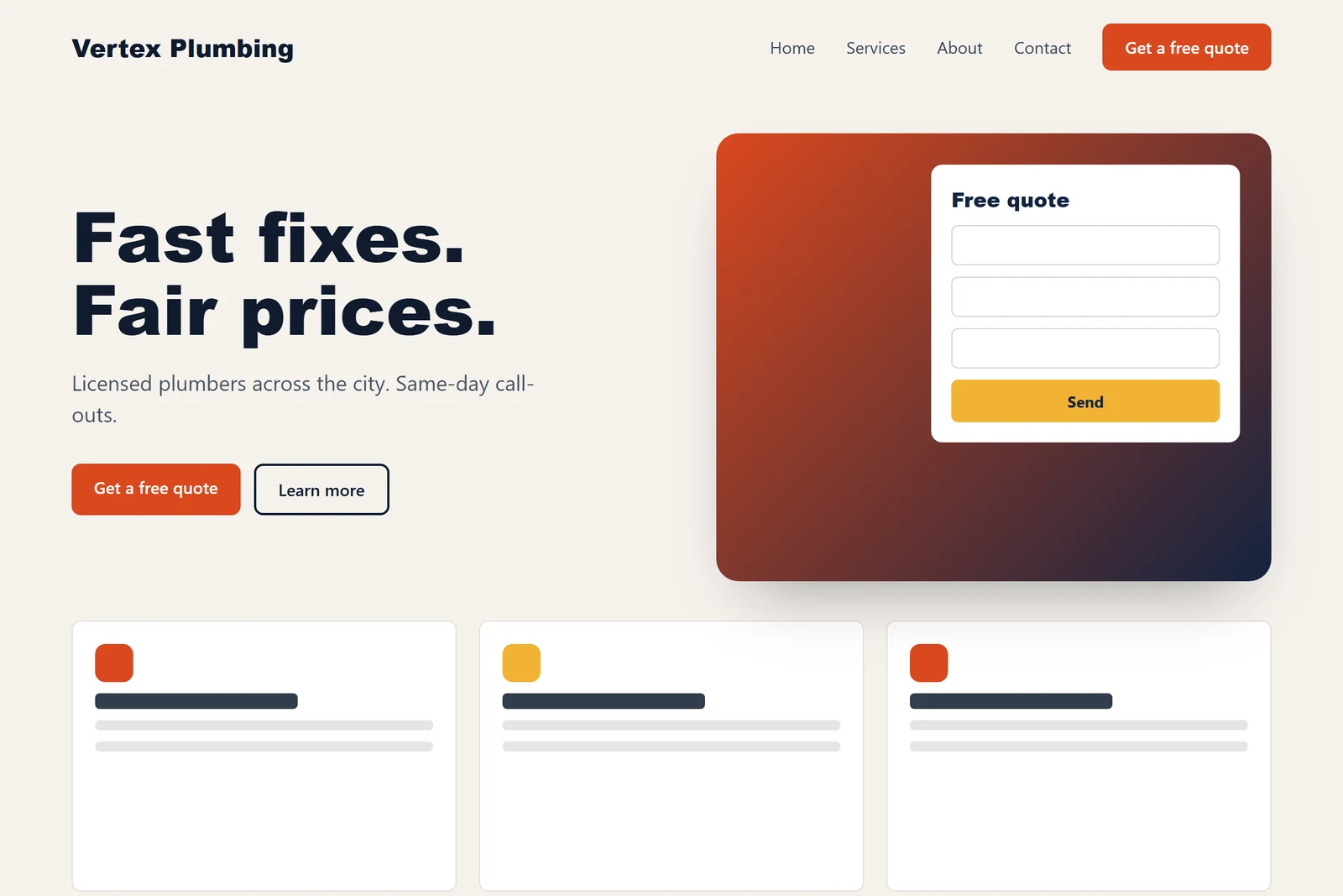 Preview of the Local services starter site