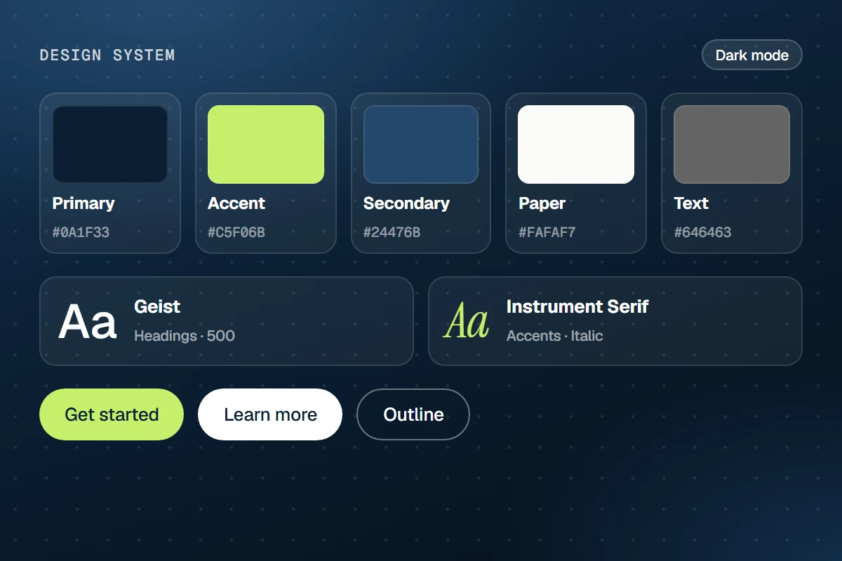 The Uncoder Design System with colors and fonts