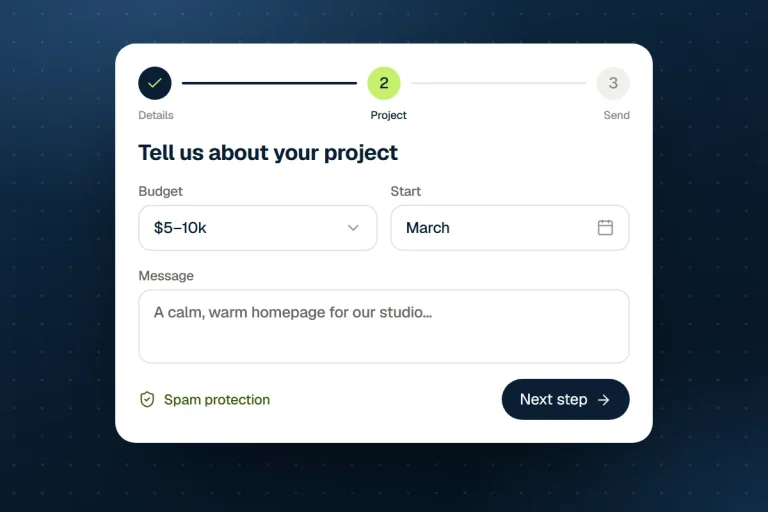 Illustration of a multi-step form with spam protection
